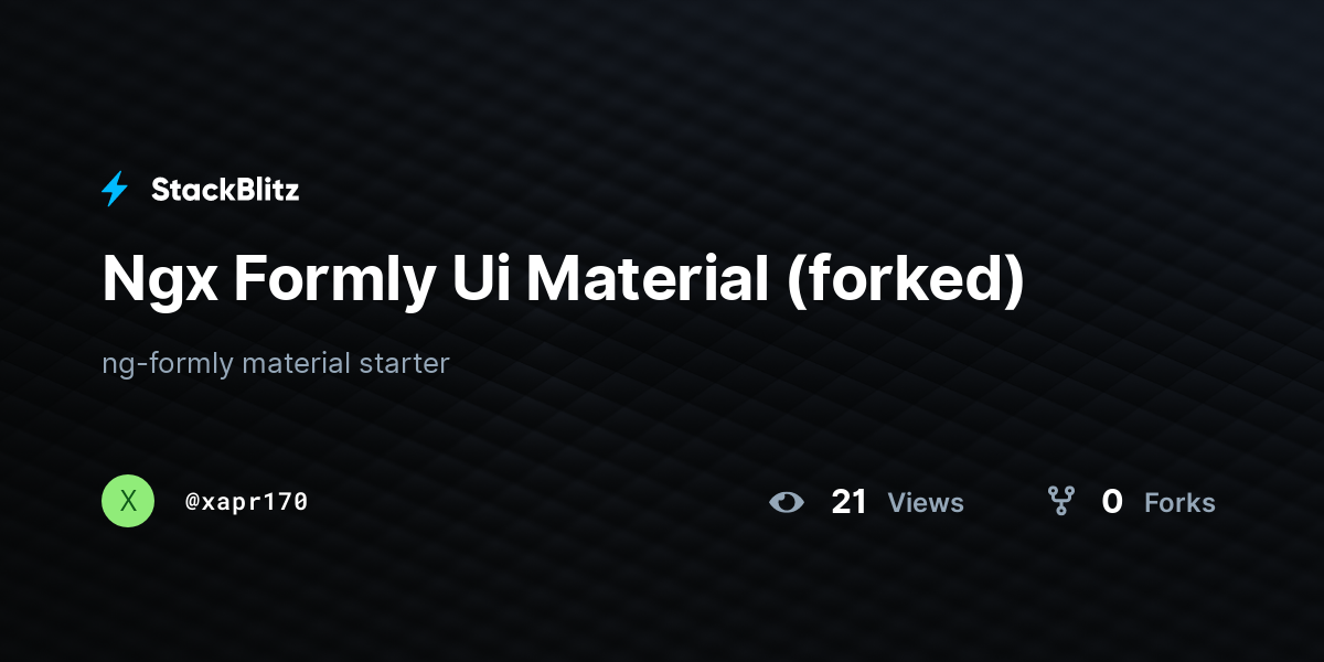 Ngx Formly Ui Material (forked) - StackBlitz
