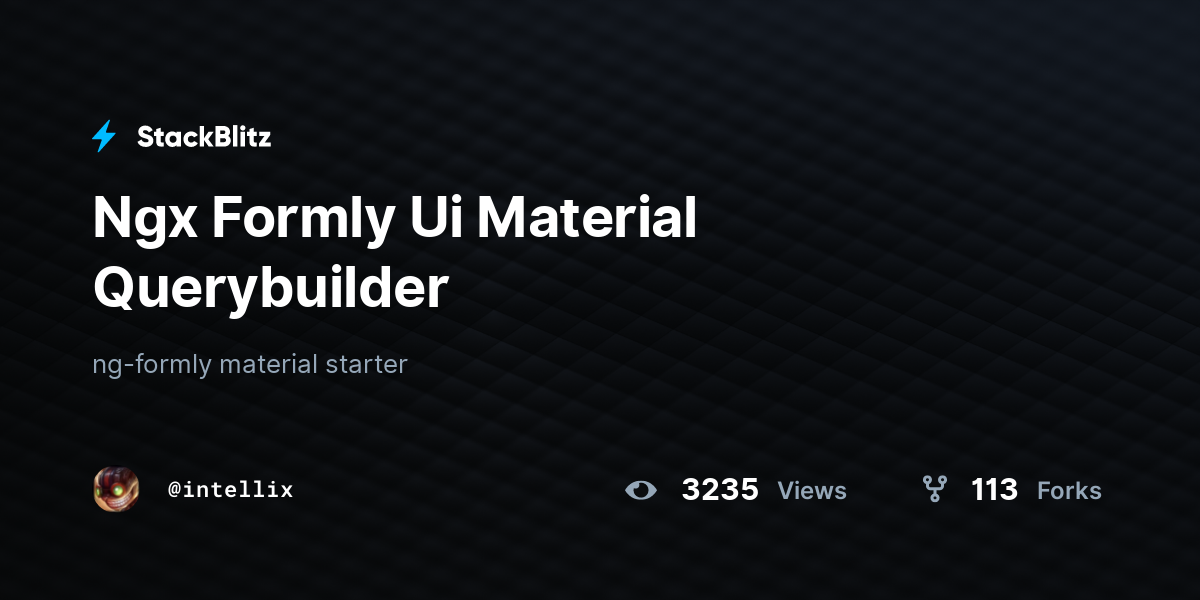 Ngx Formly Ui Material Querybuilder - StackBlitz