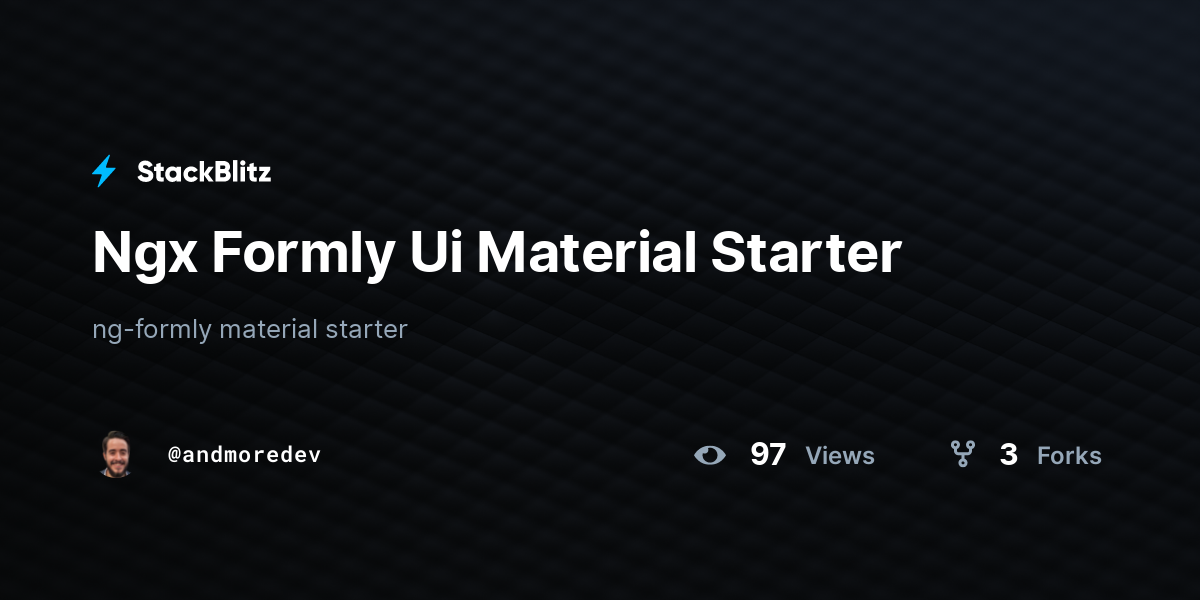 Ngx Formly Ui Material Starter - StackBlitz