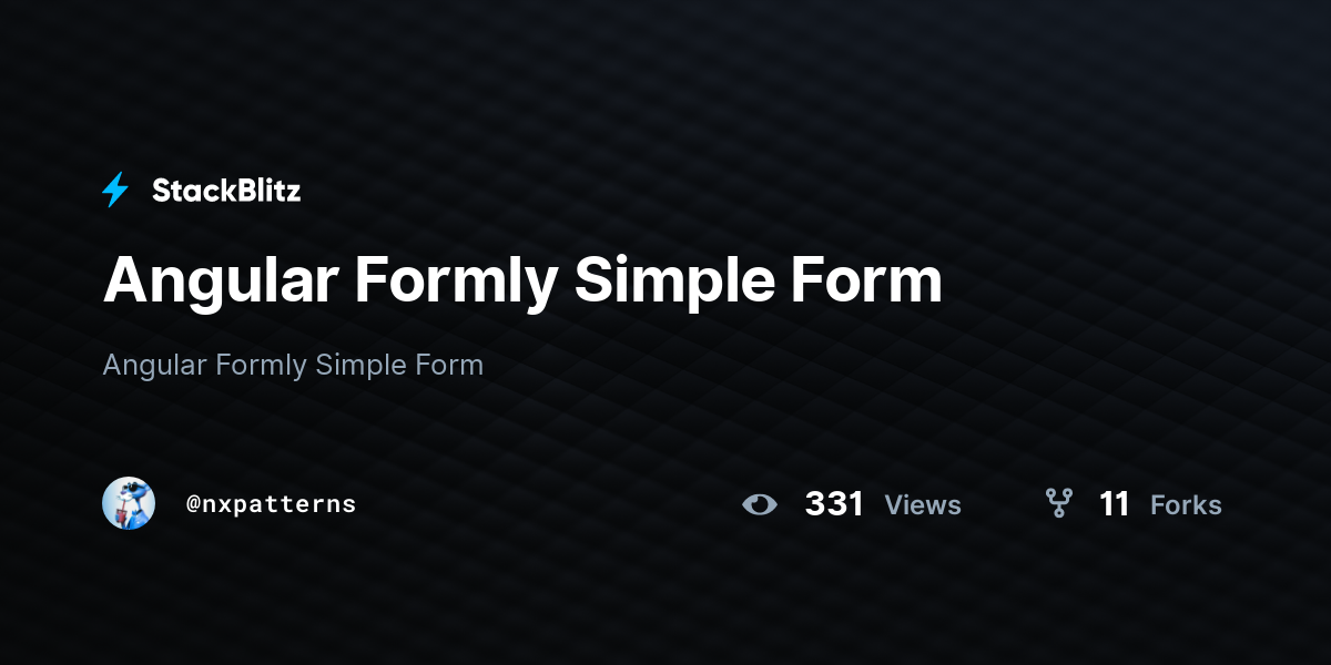 Angular Formly Simple Form - StackBlitz