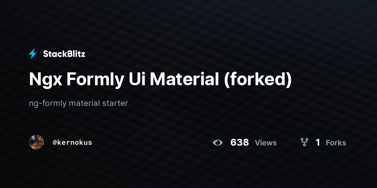 Ngx Formly Ui Material (forked) - StackBlitz