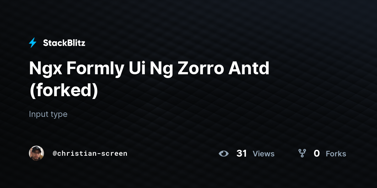 Ngx Formly Ui Ng Zorro Antd (forked) - StackBlitz