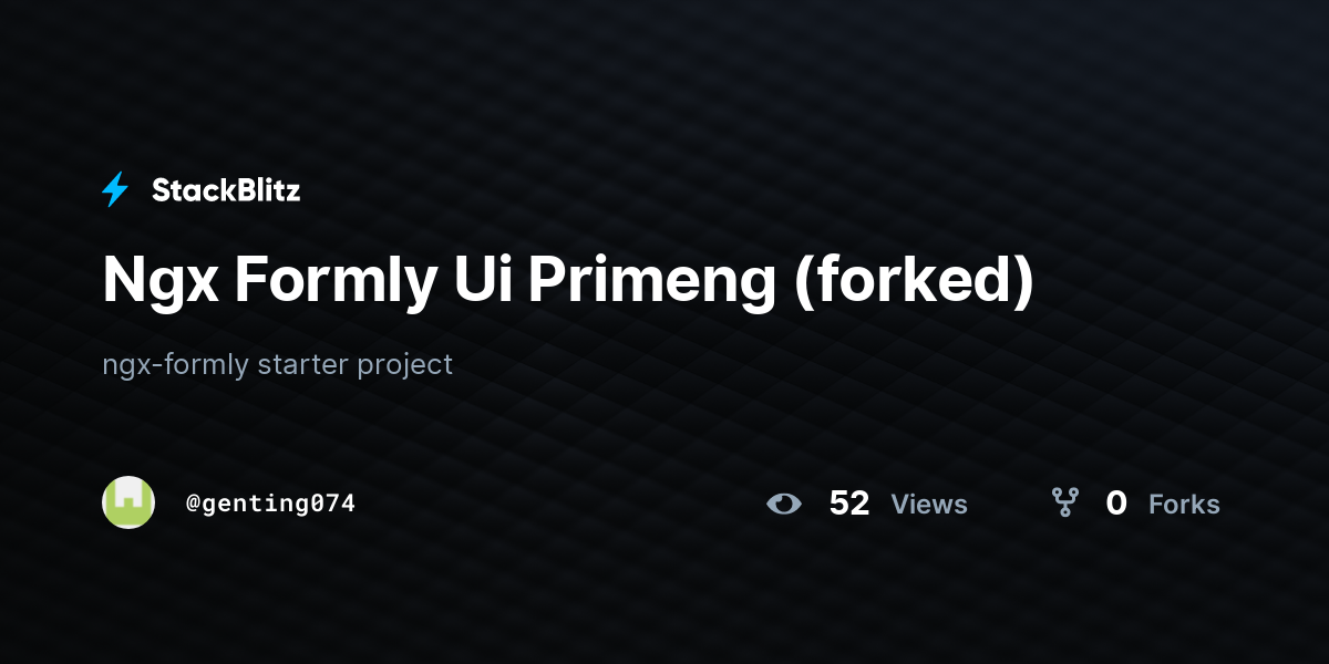 Ngx Formly Ui Primeng (forked) - StackBlitz