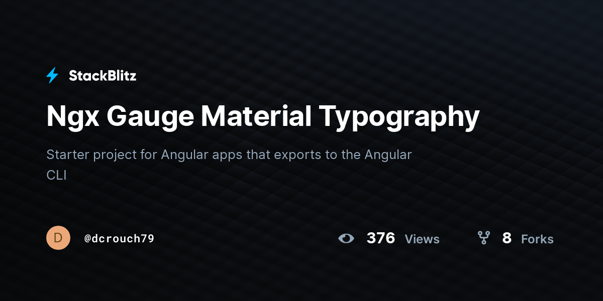 Ngx Gauge Material Typography - StackBlitz