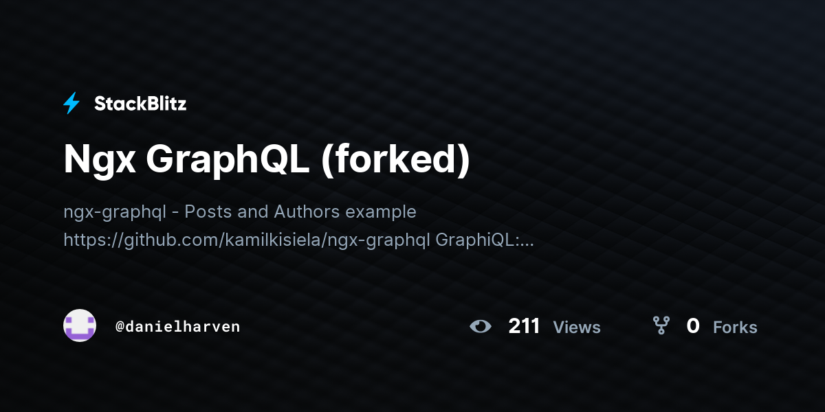 Ngx GraphQL (forked) - StackBlitz