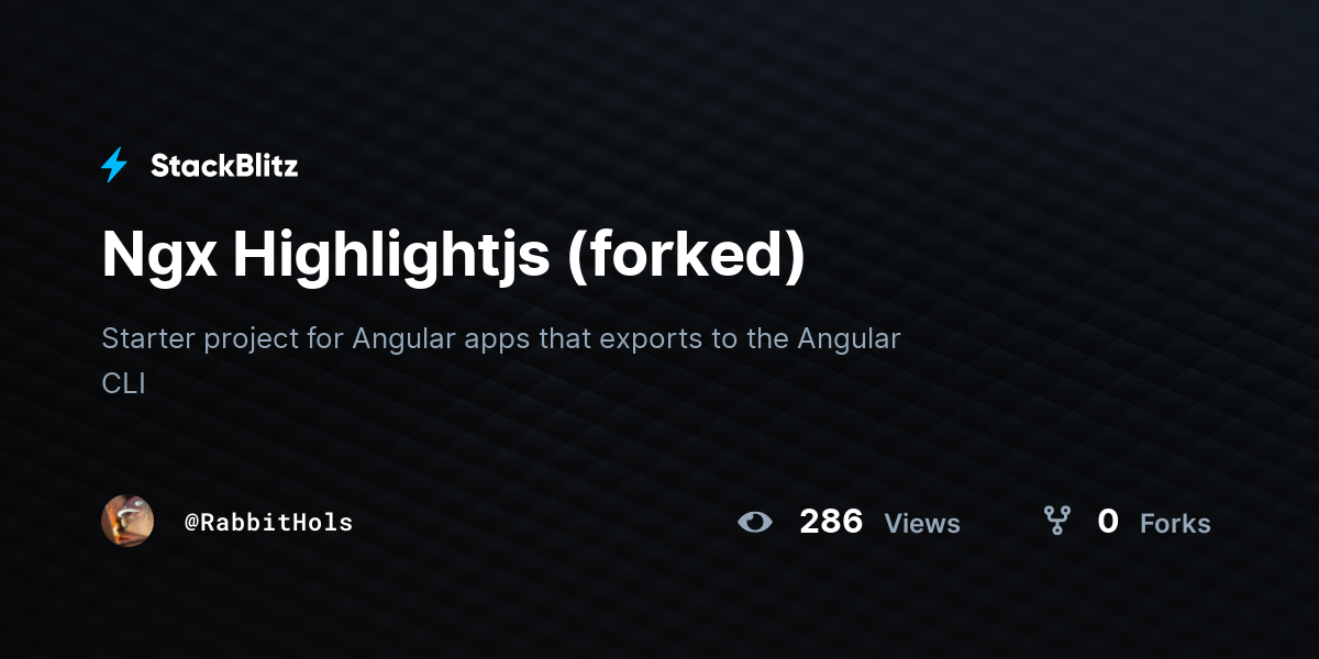 Ngx Highlightjs (forked) - StackBlitz