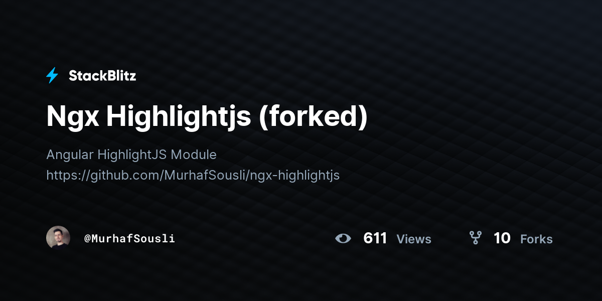 Ngx Highlightjs (forked) - StackBlitz