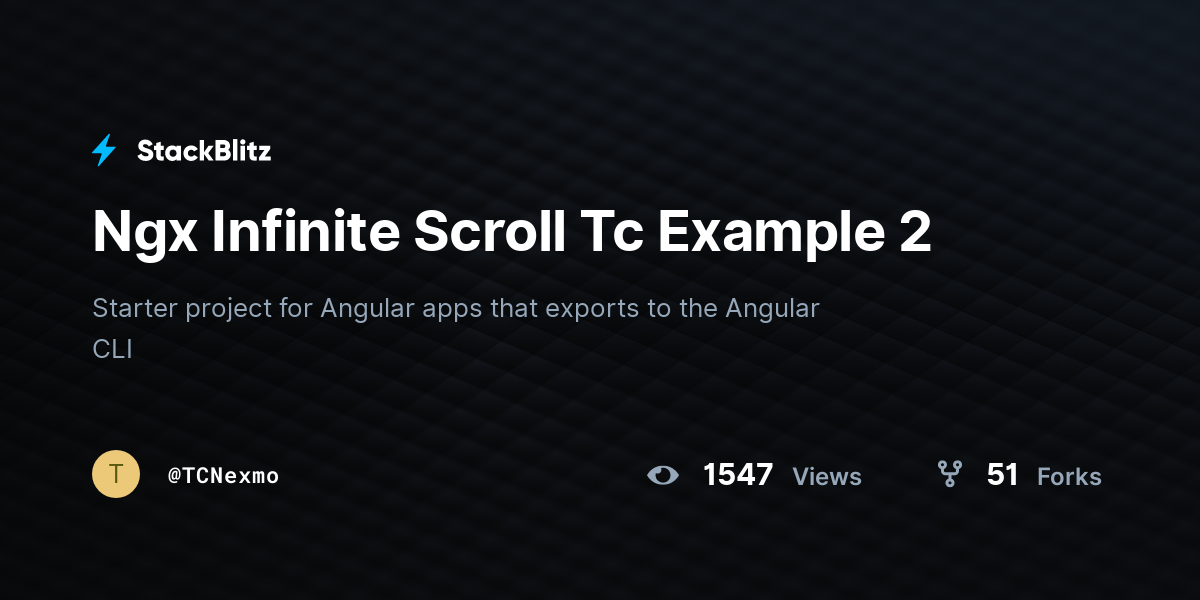 Ngx Infinite Scroll Tc Example 2 - StackBlitz