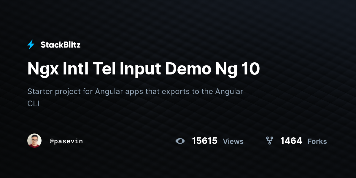 Ngx Intl Tel Input Demo Ng 10 - StackBlitz
