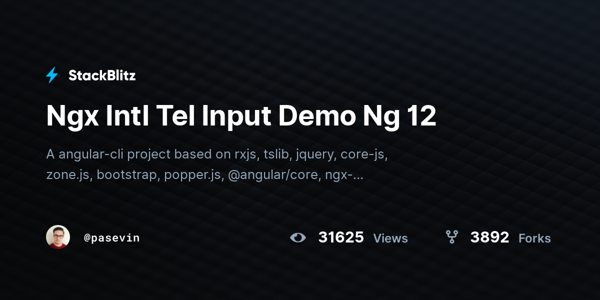 Ngx Intl Tel Input Demo Ng 12 - StackBlitz