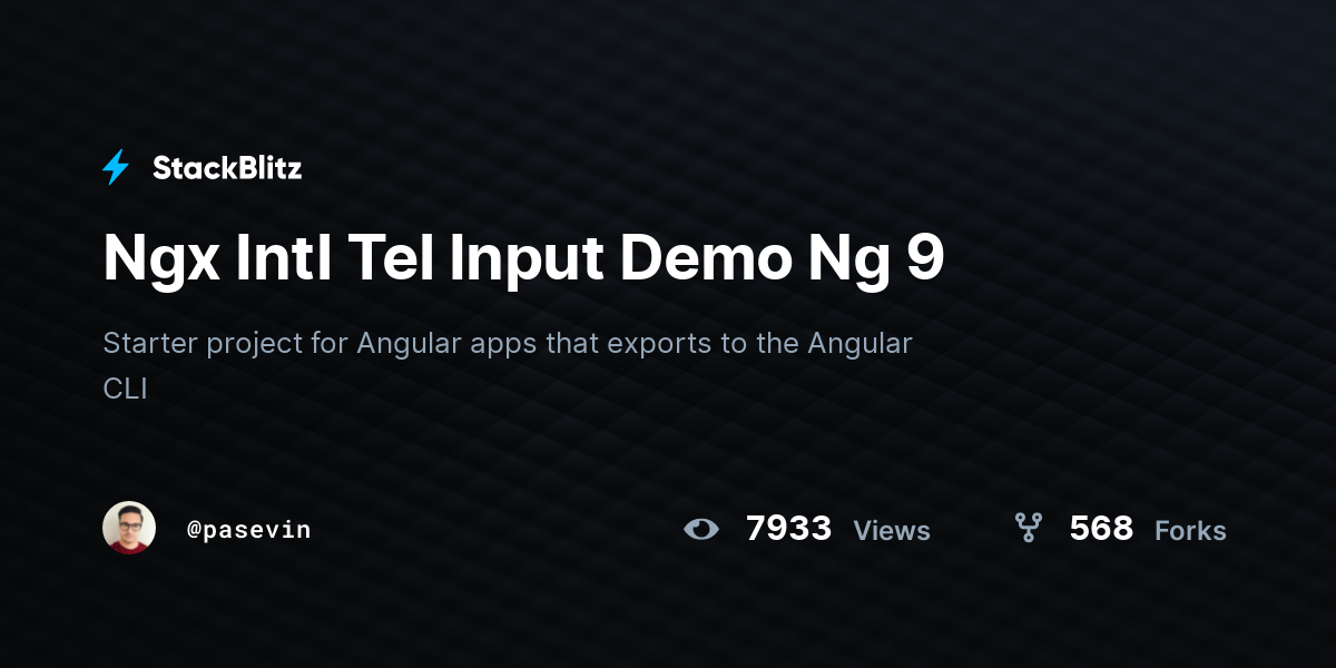 Ngx Intl Tel Input Demo Ng 9 - StackBlitz