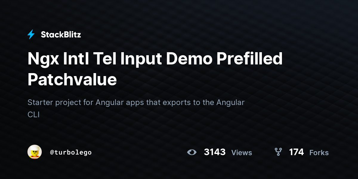 Ngx Intl Tel Input Demo Prefilled Patchvalue - StackBlitz