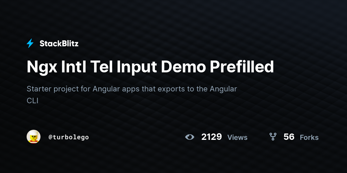 Ngx Intl Tel Input Demo Prefilled - StackBlitz