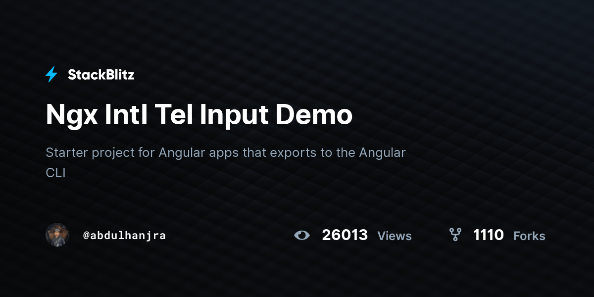 Ngx Intl Tel Input Demo - StackBlitz