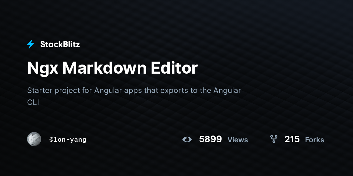 Ngx Markdown Editor - StackBlitz