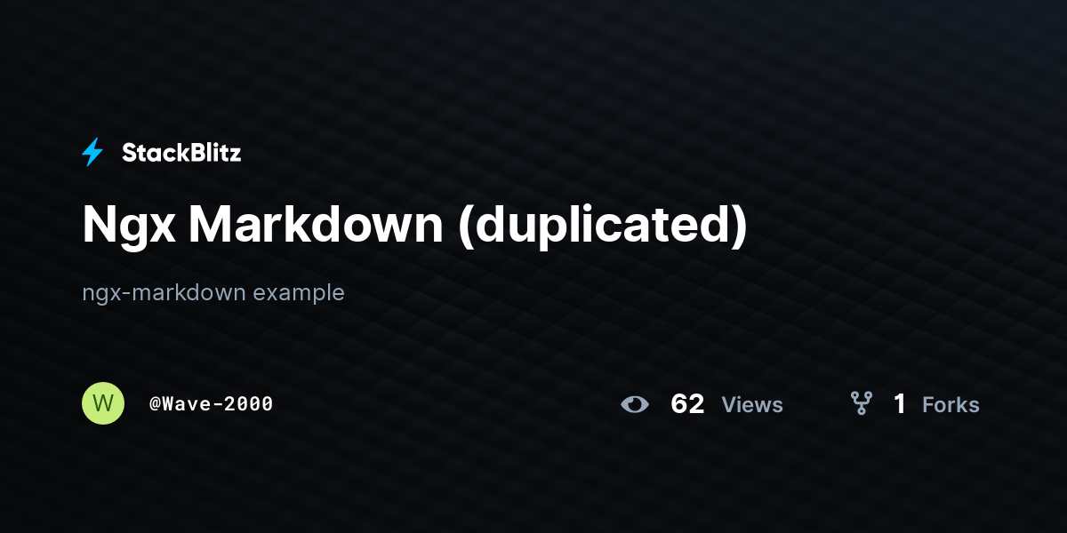 Ngx Markdown (duplicated) - StackBlitz