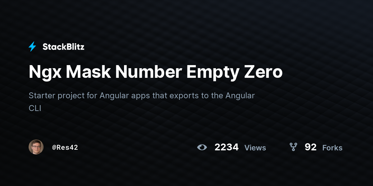 Ngx Mask Number Empty Zero - StackBlitz