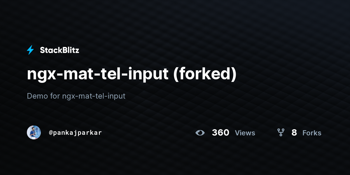 ngx-mat-tel-input (forked) - StackBlitz