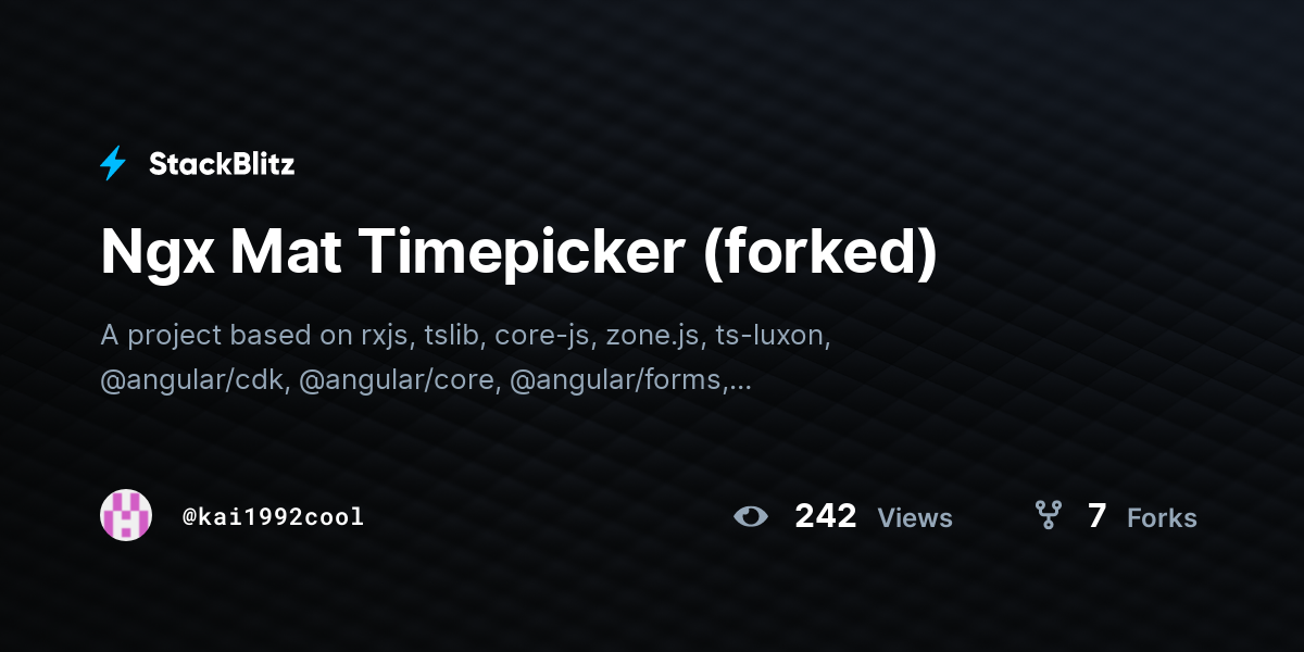 Ngx Mat Timepicker (forked) - StackBlitz
