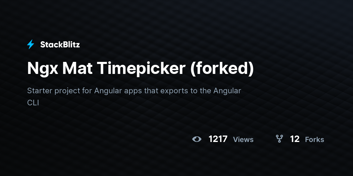 Ngx Mat Timepicker (forked) - StackBlitz