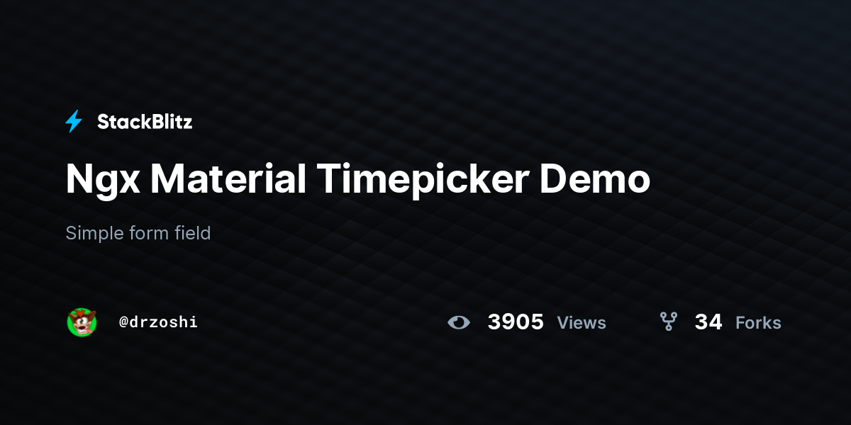 Ngx Material Timepicker Demo - StackBlitz
