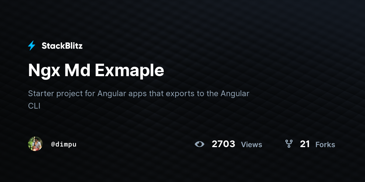 Ngx Md Exmaple - StackBlitz