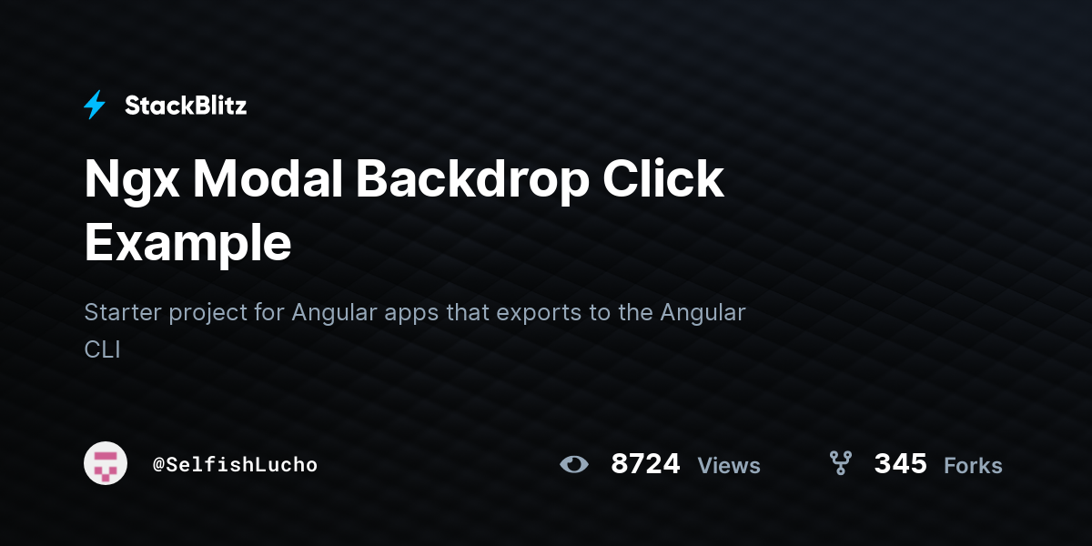 Ngx Modal Backdrop Click Example - StackBlitz