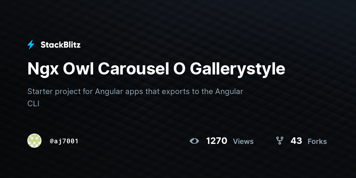 Ngx Owl Carousel O Gallerystyle - StackBlitz