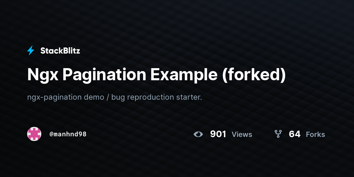 Ngx Pagination Example (forked) - StackBlitz