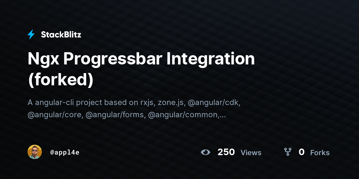 Ngx Progressbar Integration (forked) - StackBlitz