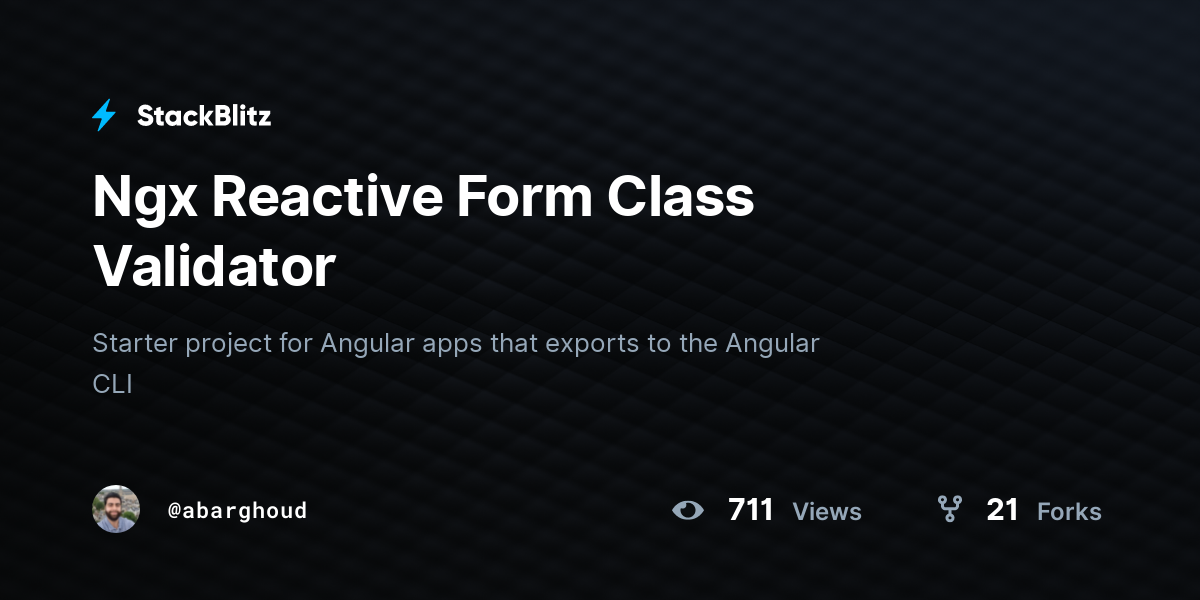 Ngx Reactive Form Class Validator - StackBlitz
