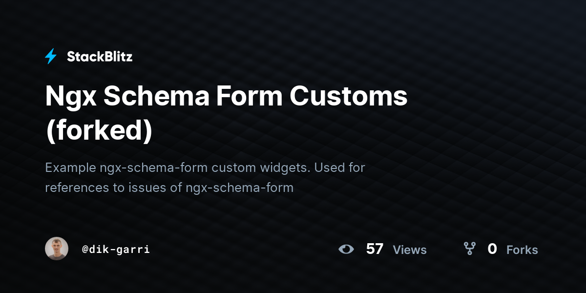 Ngx Schema Form Customs (forked) - StackBlitz