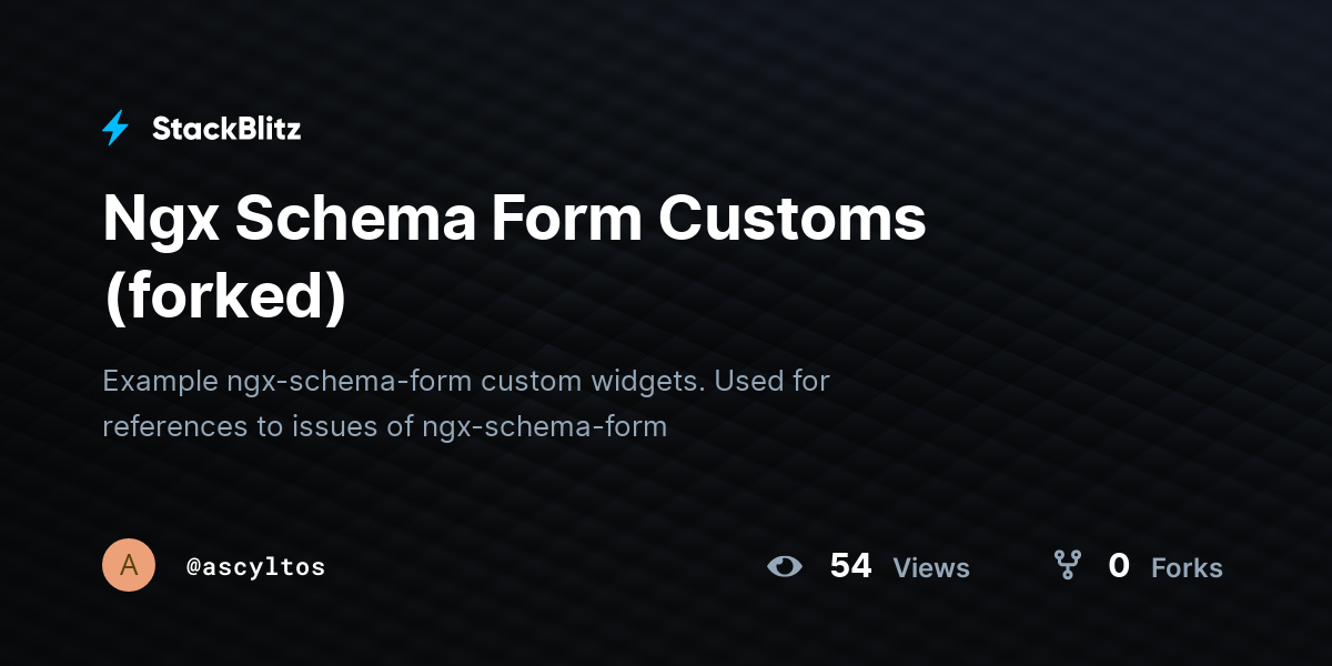Ngx Schema Form Customs (forked) - StackBlitz