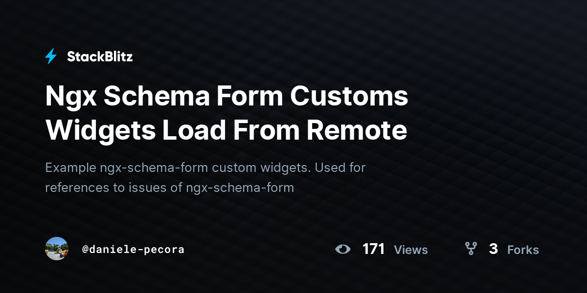 Ngx Schema Form Customs Widgets Load From Remote - StackBlitz