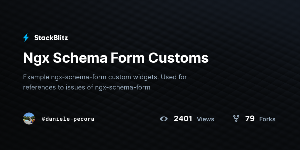 Ngx Schema Form Customs - StackBlitz