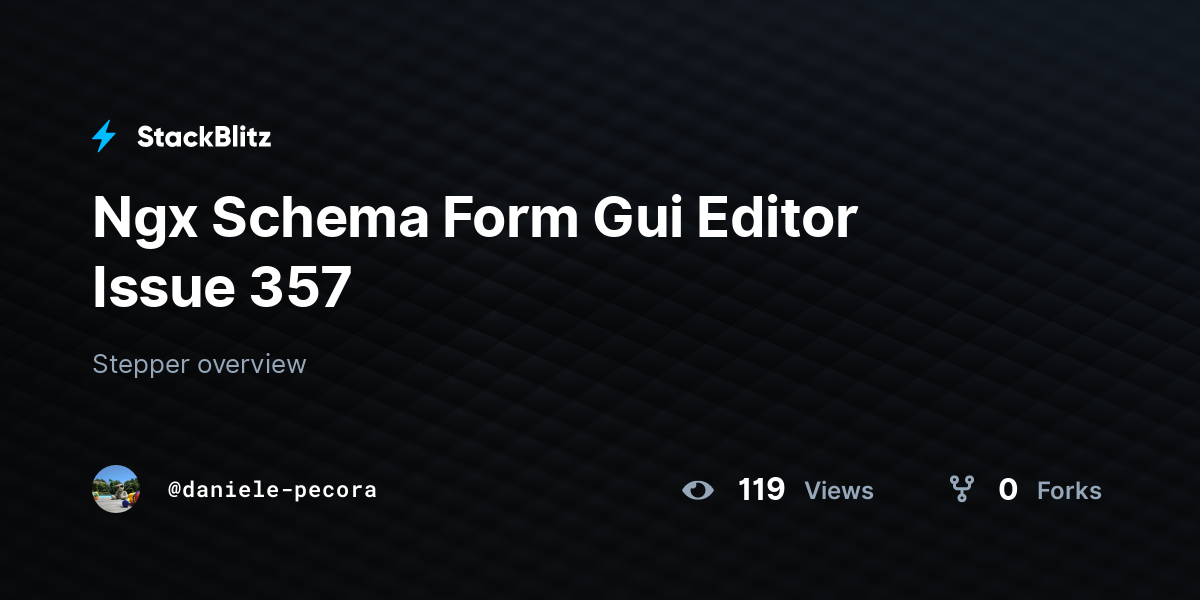 Ngx Schema Form Gui Editor Issue 357 - StackBlitz