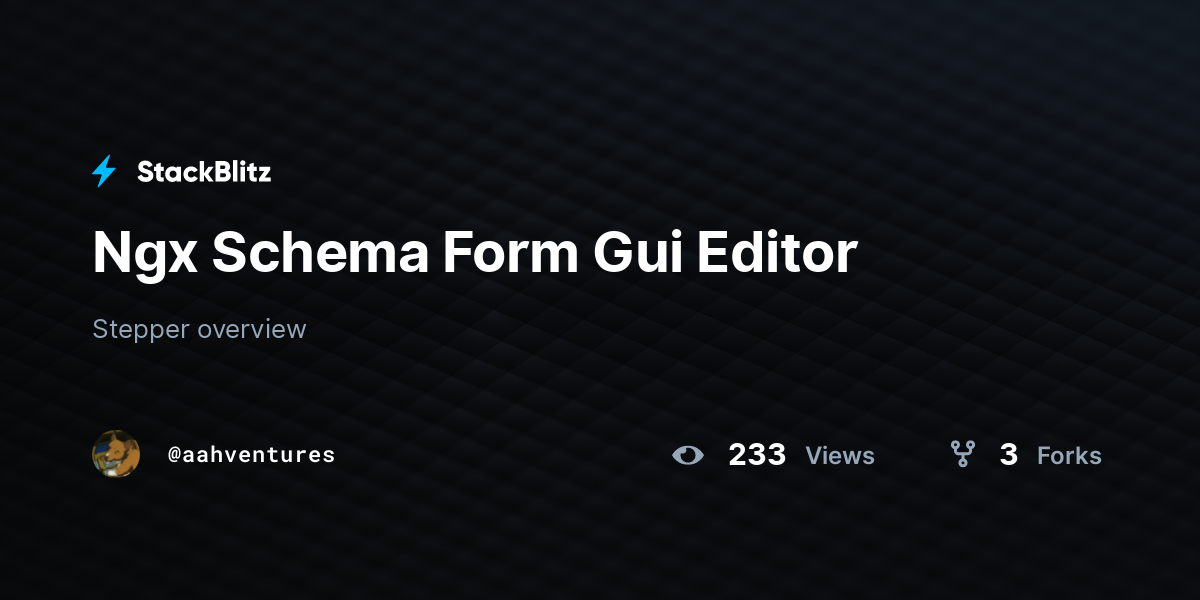 Ngx Schema Form Gui Editor - StackBlitz