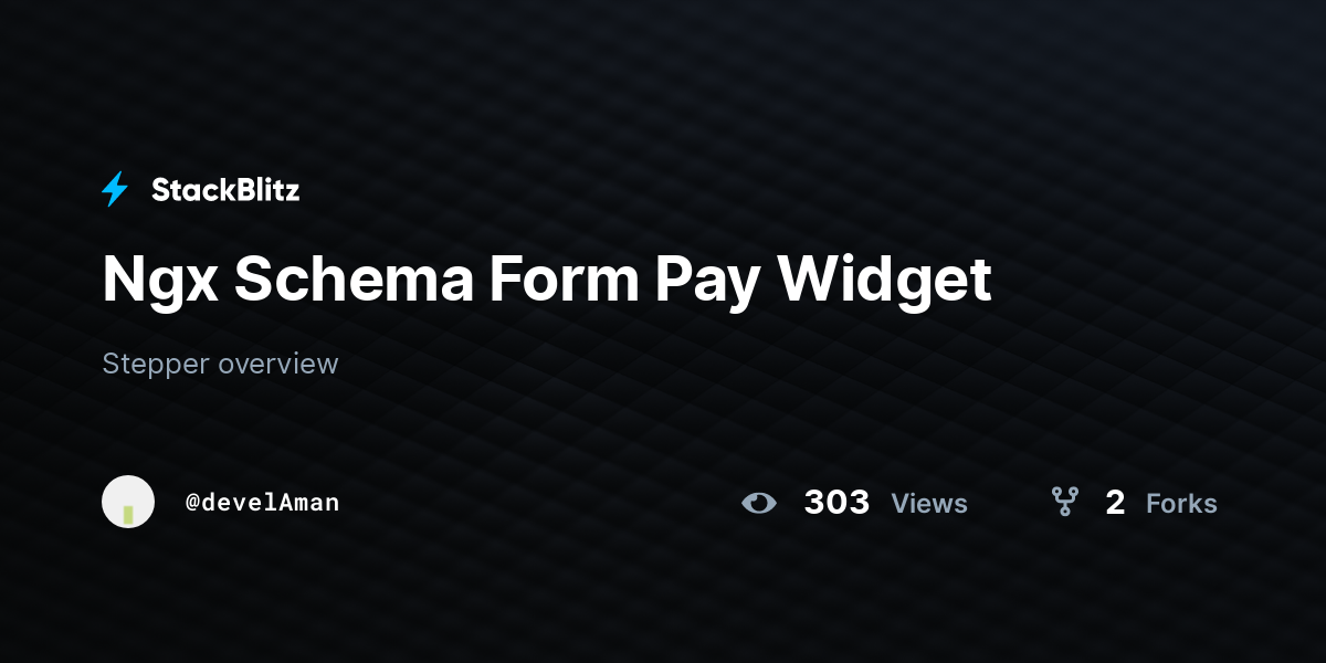 Ngx Schema Form Pay Widget - StackBlitz