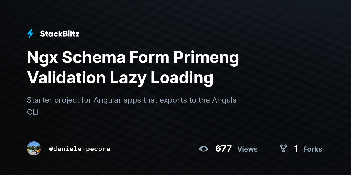 Ngx Schema Form Primeng Validation Lazy Loading - StackBlitz