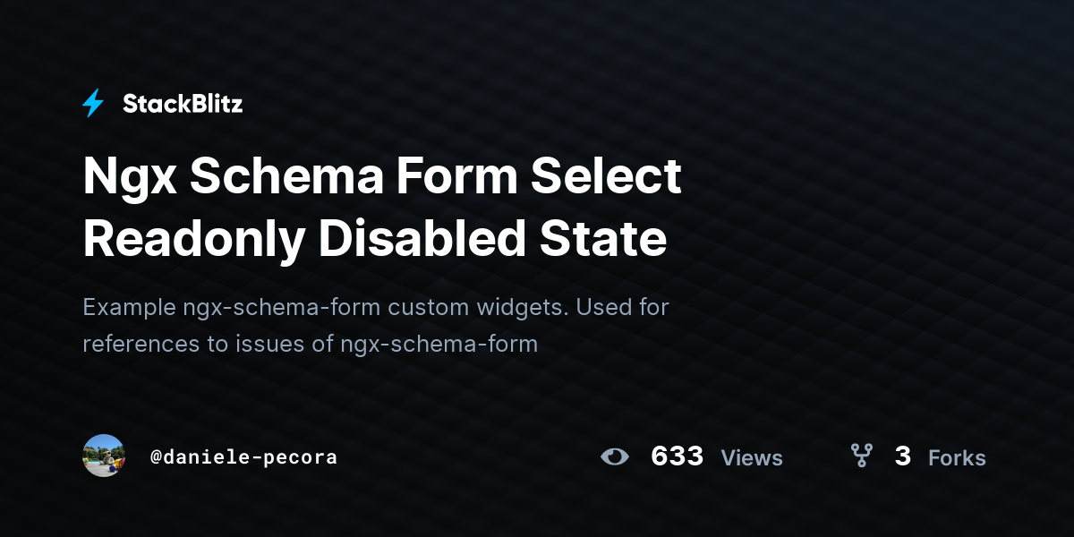 Ngx Schema Form Select Readonly Disabled State - StackBlitz