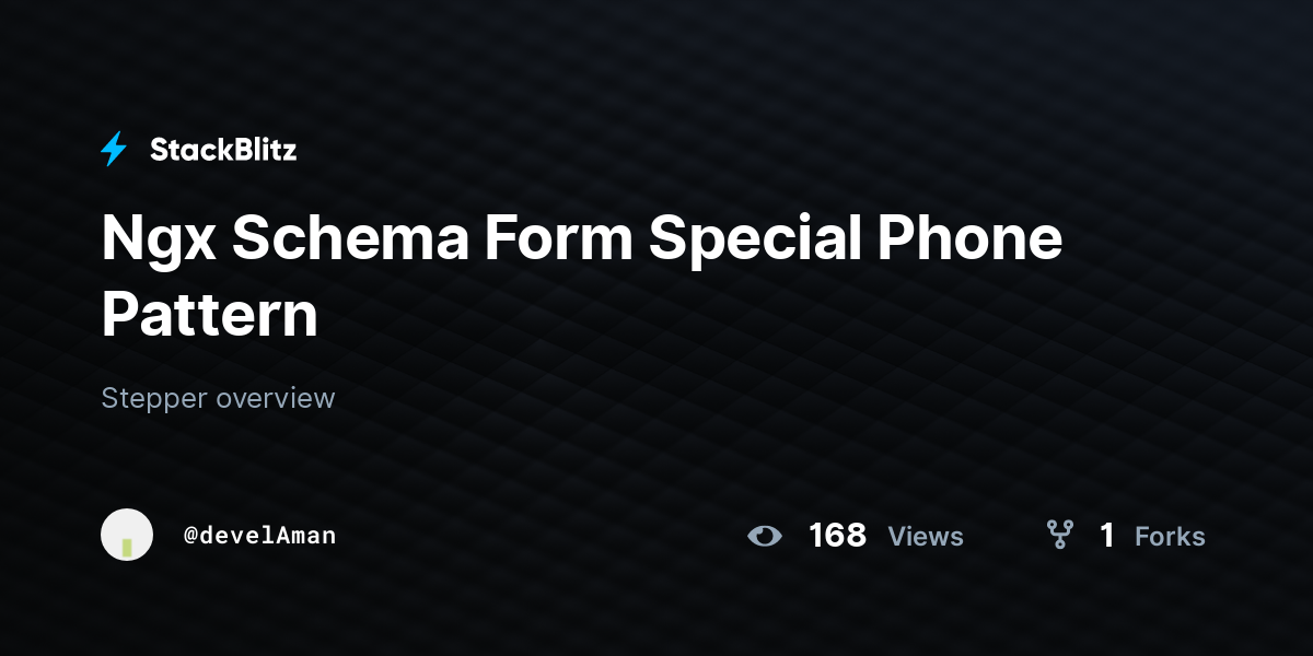 Ngx Schema Form Special Phone Pattern - StackBlitz