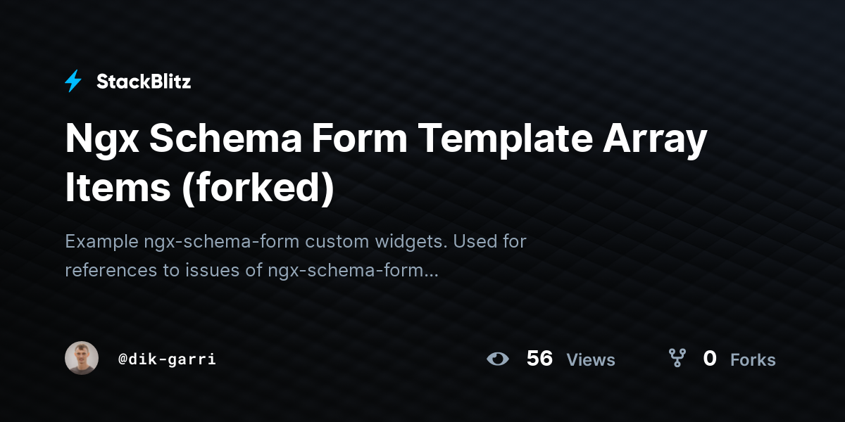 Ngx Schema Form Template Array Items (forked) - StackBlitz