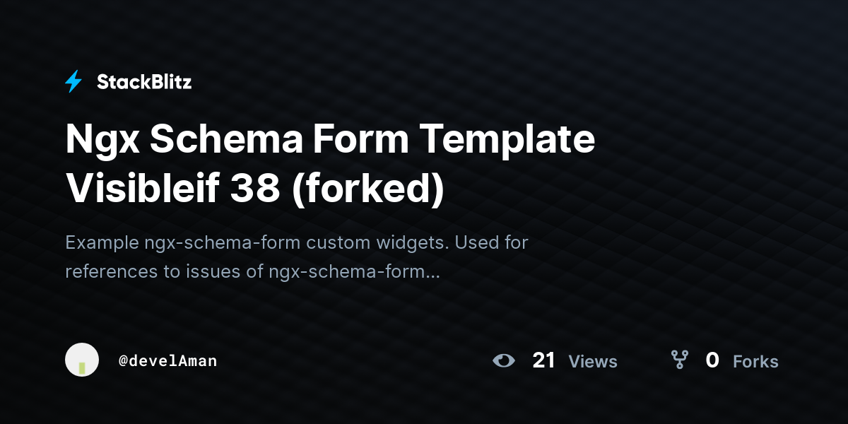 Ngx Schema Form Template Visibleif 38 (forked) - StackBlitz