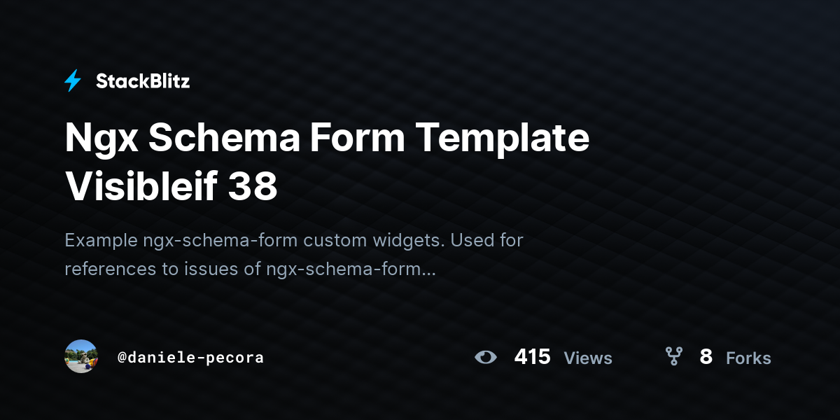 Ngx Schema Form Template Visibleif 38 - StackBlitz