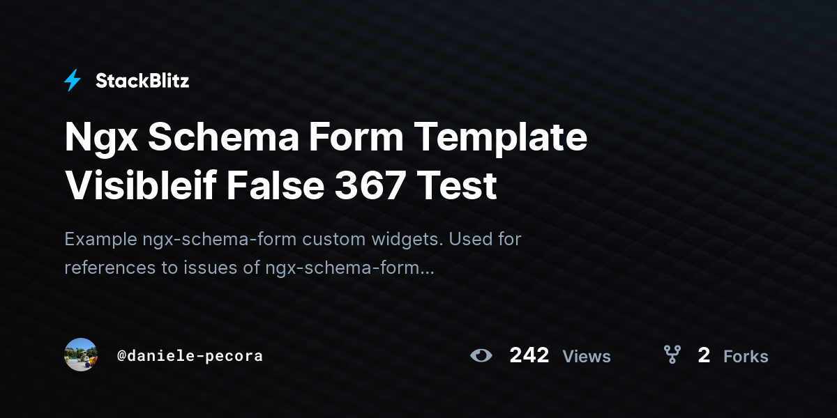 Ngx Schema Form Template Visibleif False 367 Test - StackBlitz