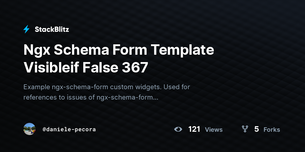 Ngx Schema Form Template Visibleif False 367 - StackBlitz