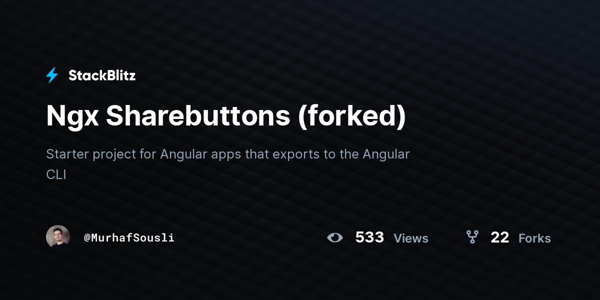 Ngx Sharebuttons (forked) - StackBlitz