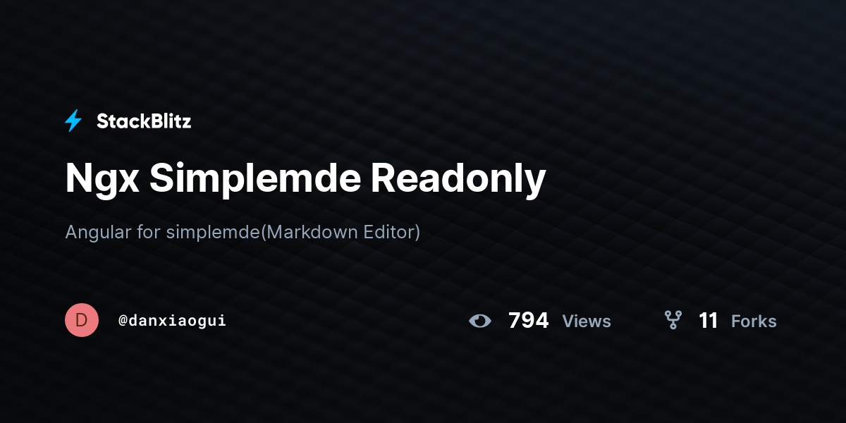 Ngx Simplemde Readonly - StackBlitz