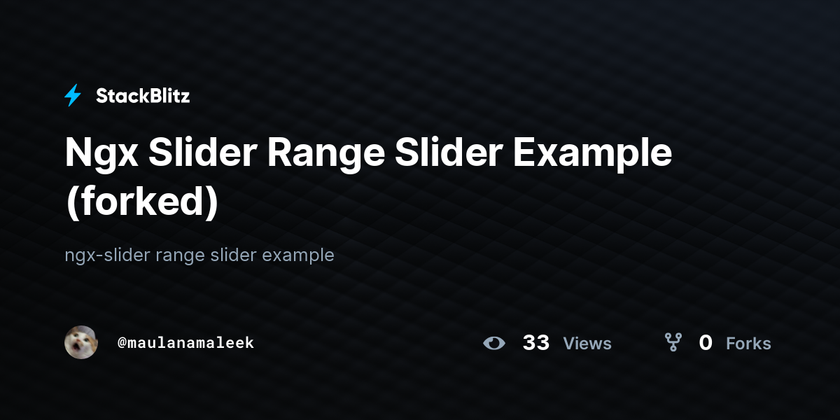 Ngx Slider Range Slider Example (forked) StackBlitz