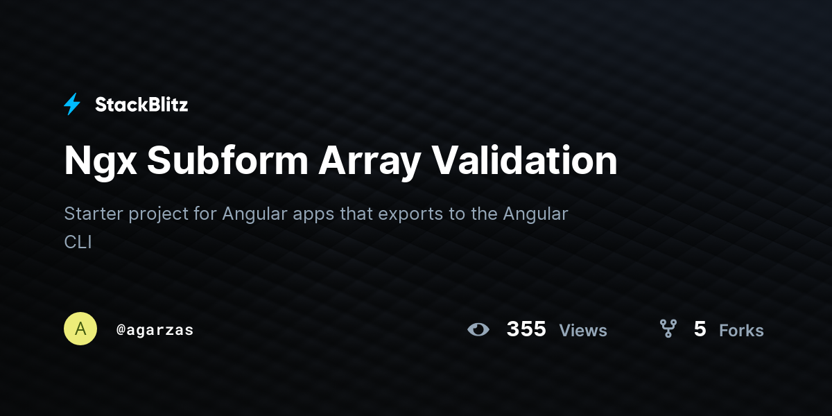 Ngx Subform Array Validation - StackBlitz